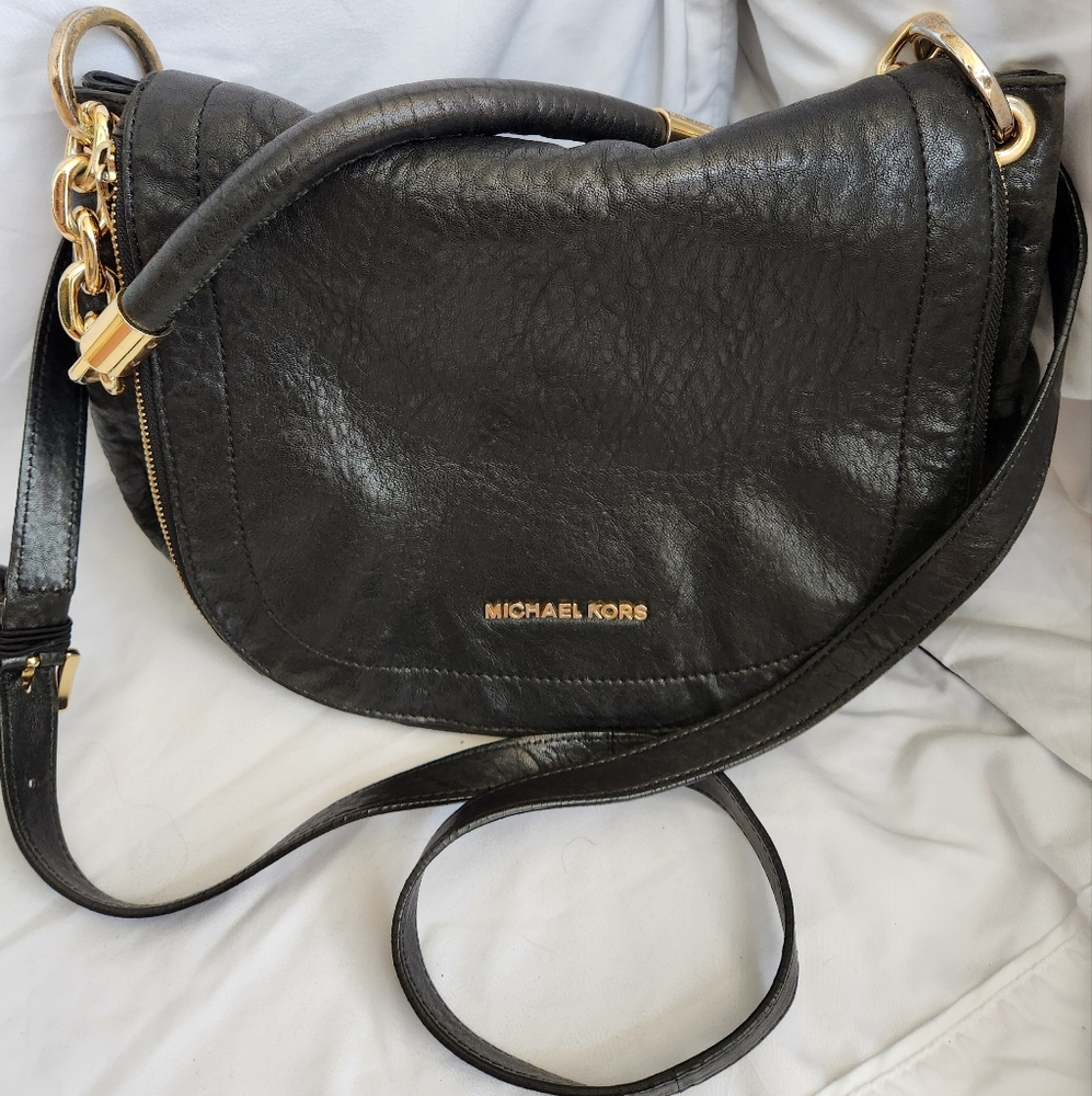 Michael Kors Black Stanthrope Bag with Gold-Tone Hardware